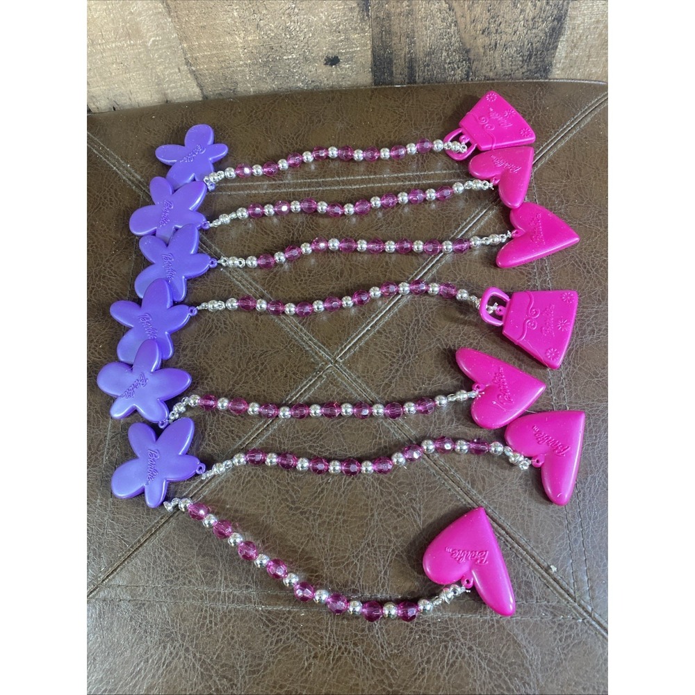 2001 BARBIE Pink Purple Sparkly Bead Holiday Tree GARLAND Ornaments‎ Vintage